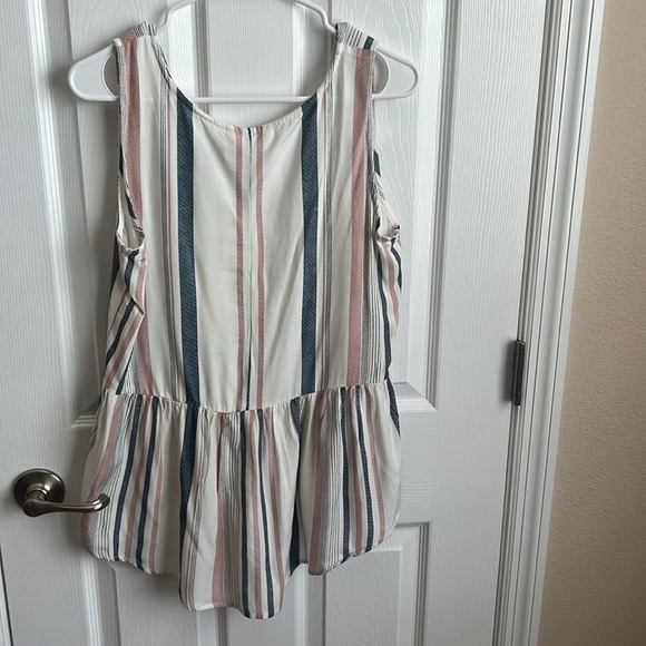New Sim and‎ Sam Peplum Tank Top Striped Sleeveless Casual Cute Top Size M - Picture 6 of 8